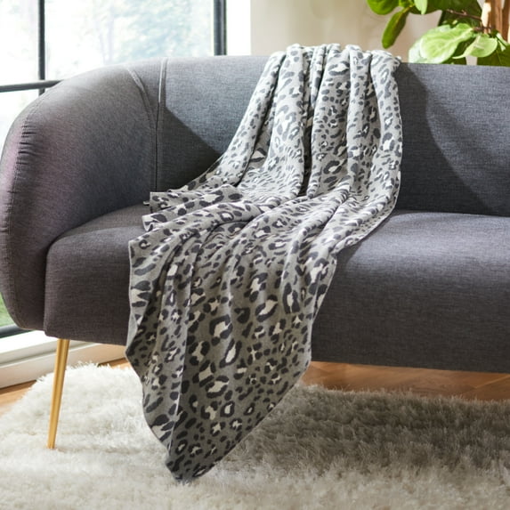 SAFAVIEH Gwynn Throw Blanket Grey / Black