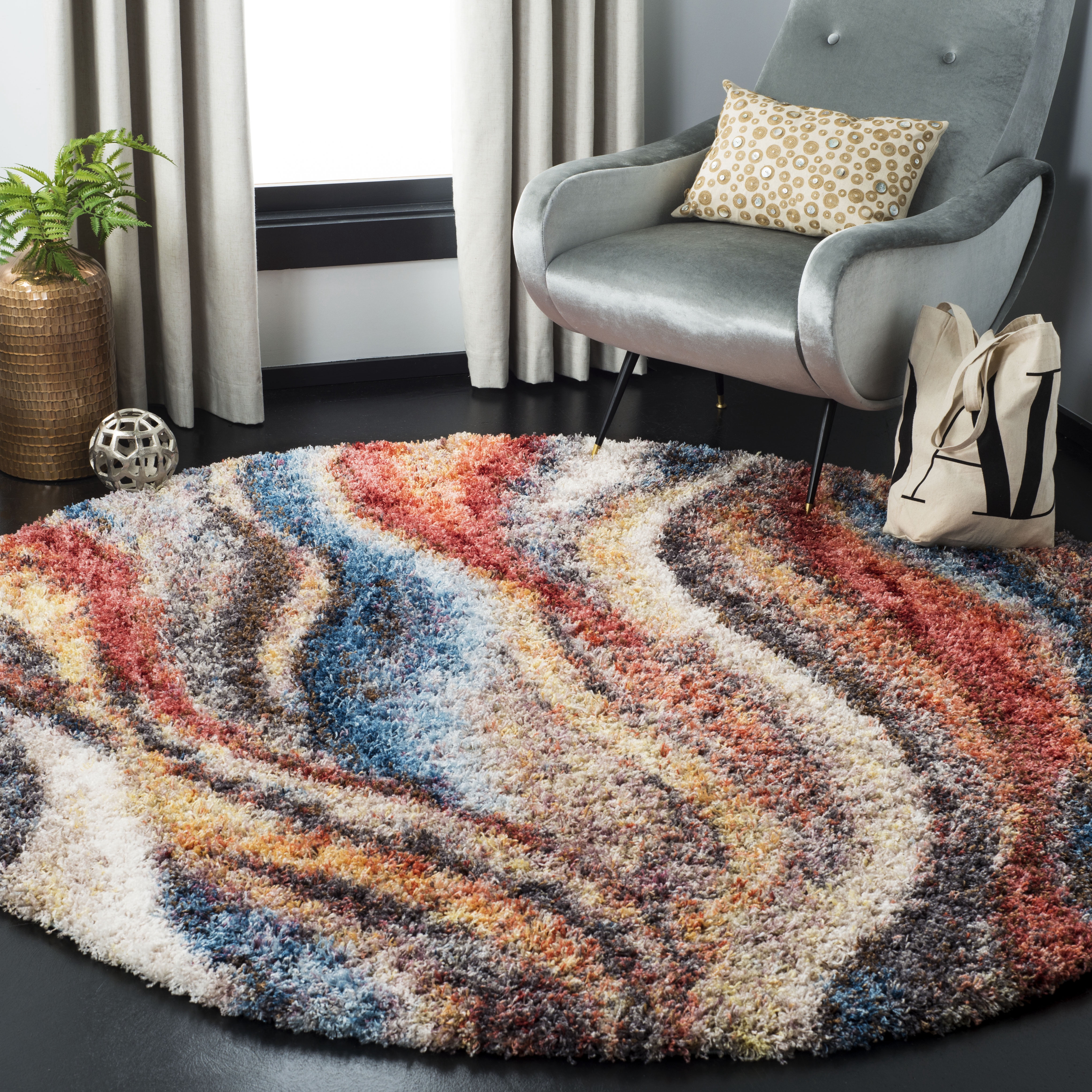 Safavieh Gypsy Luigi Abstract Area Rug, Rust/Blue, 3' x 3' Round ...