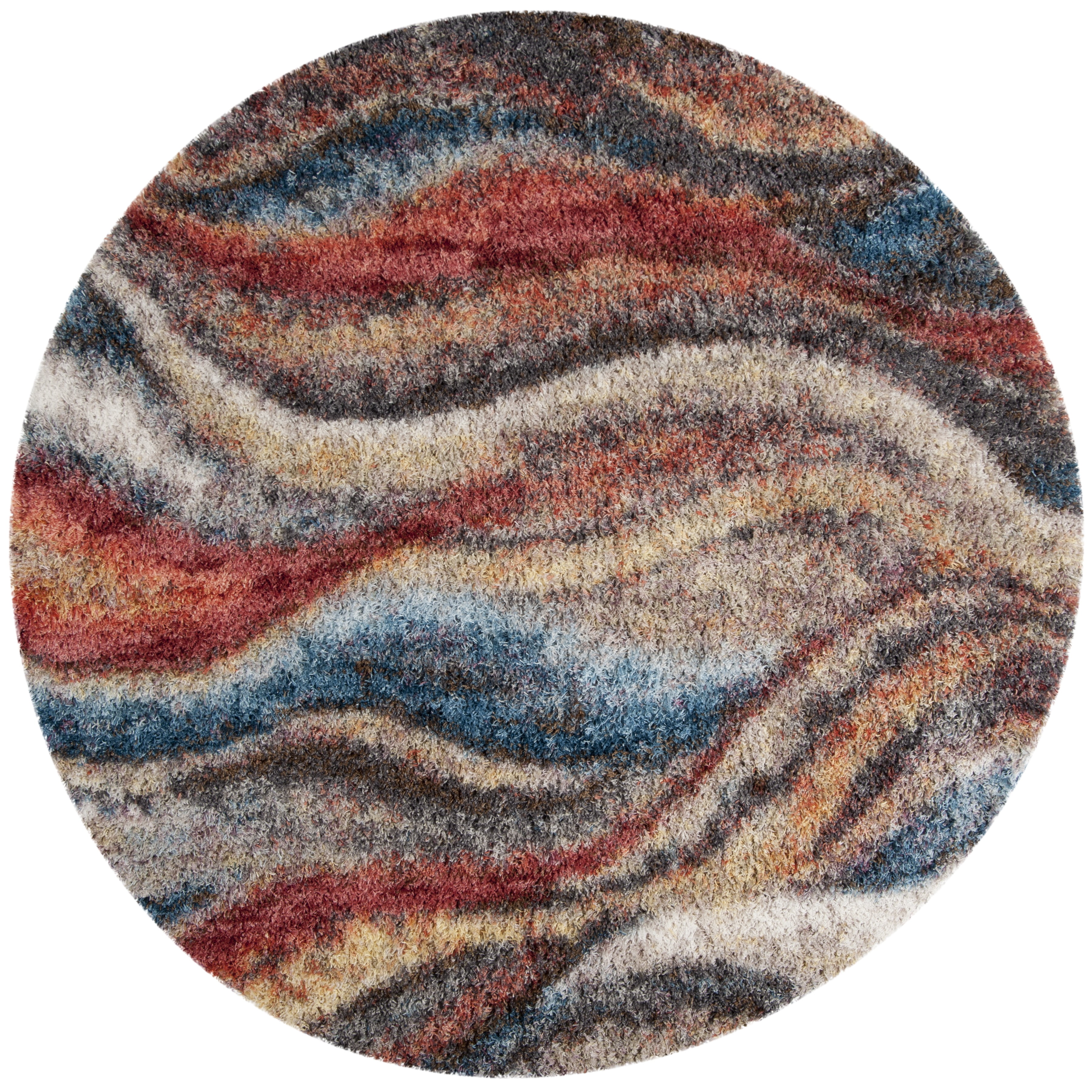 SAFAVIEH Gypsy Luigi Abstract Area Rug, Rust/Blue, 3' x 3' Round ...