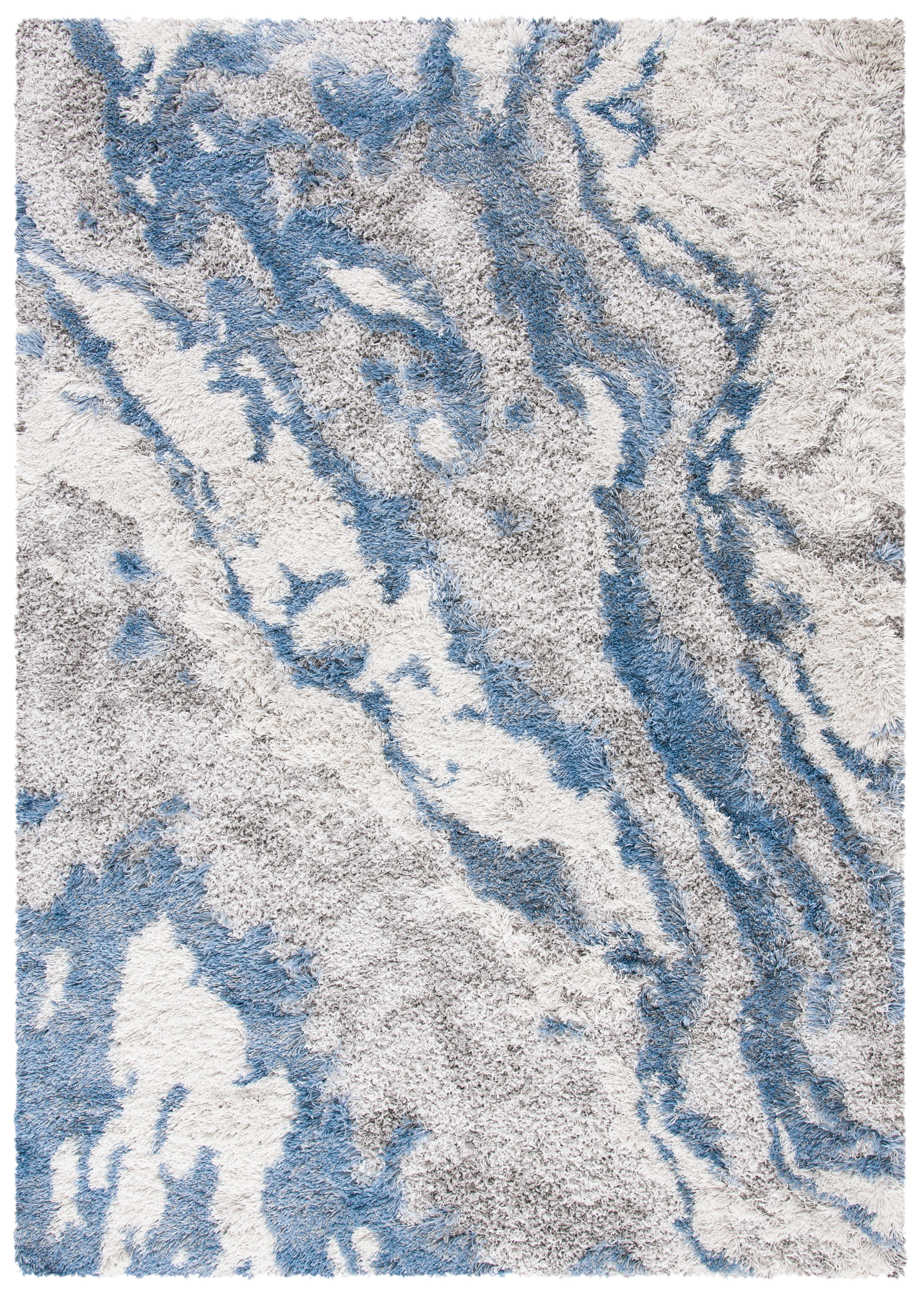 Horizon Gray and Blue Abstract Shag Area Rug