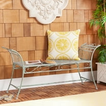 SAFAVIEH Hadley Outdoor Patio Swirls Garden Bench, Antique Green