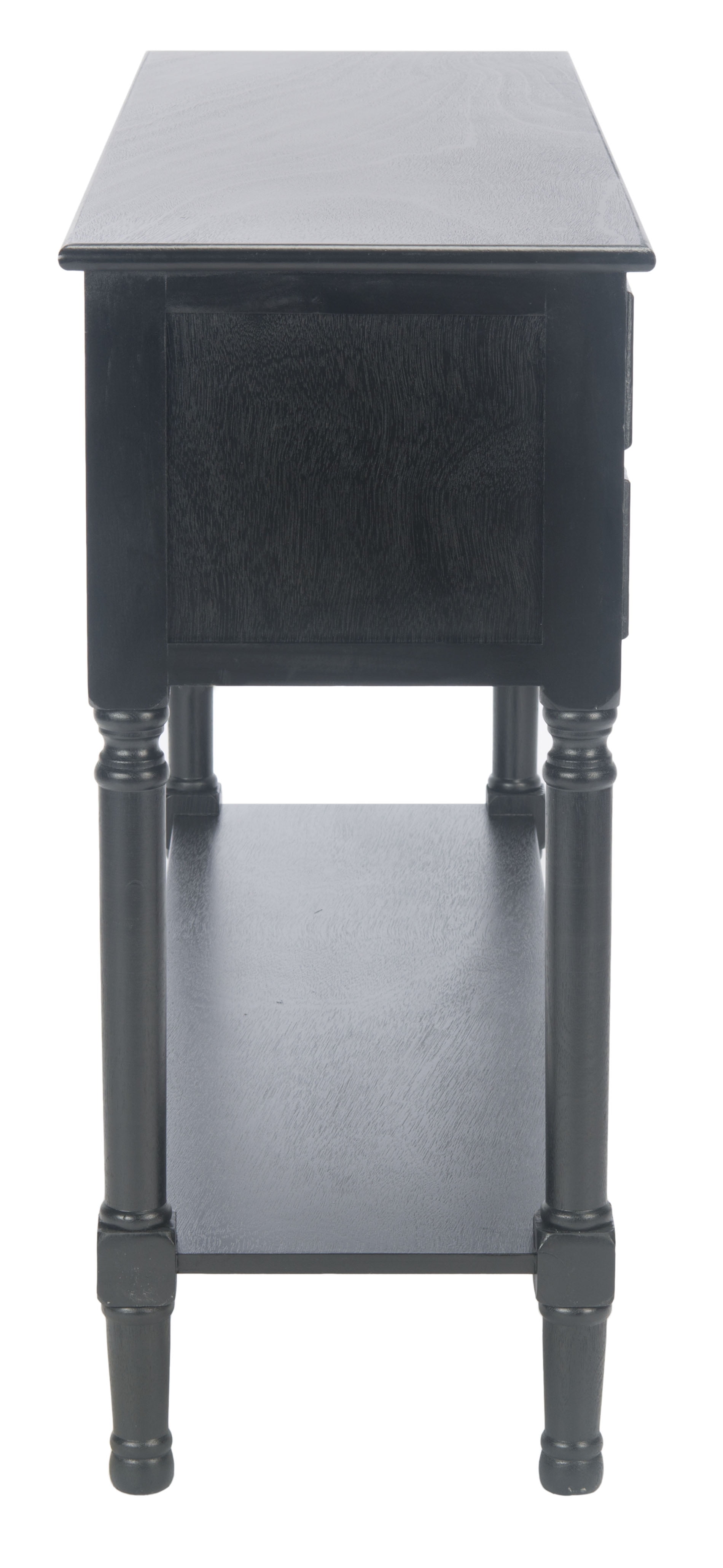 Black Wood and Metal Console Table with Storage