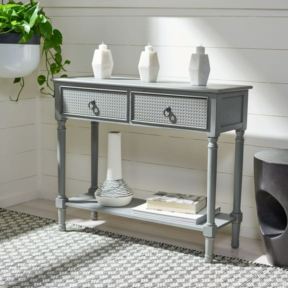 SAFAVIEH Haines Modern 2 Drawer Console Table, Distressed Grey