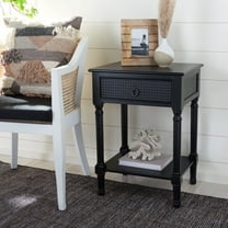 SAFAVIEH Haines Solid Rustic 1 Drawer Accent Table, Black