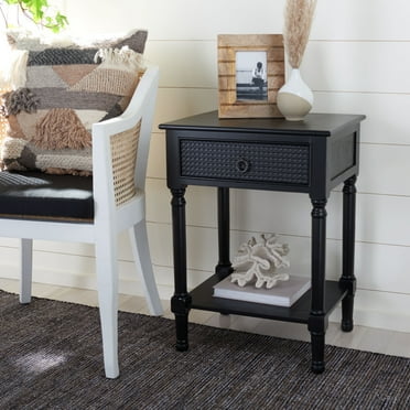 SAFAVIEH Haines Solid Rustic 1 Drawer Accent Table, Black
