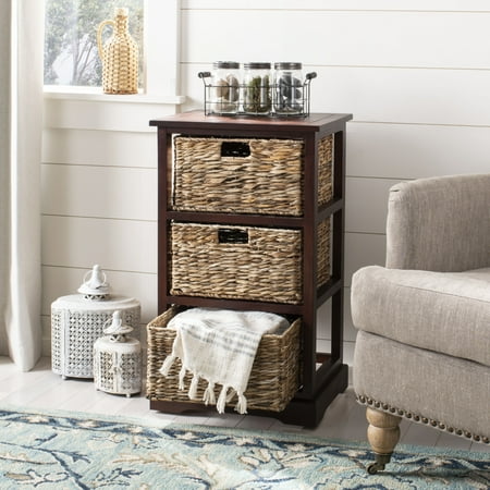 Safavieh HALLE 3 WICKER BASKET STORAGE SIDE TABLE, AMH5738C