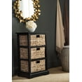 thumbnail image 1 of SAFAVIEH Halle Solid 3 Wicker Basket Storage Side Table, Distressed Black, 1 of 5