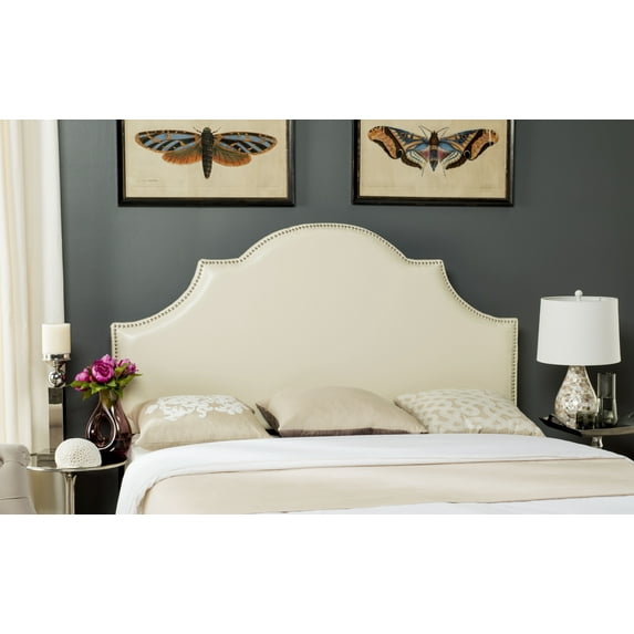 SAFAVIEH Hallmar Classic Elegant Upholstered Headboard, Full, White Leather