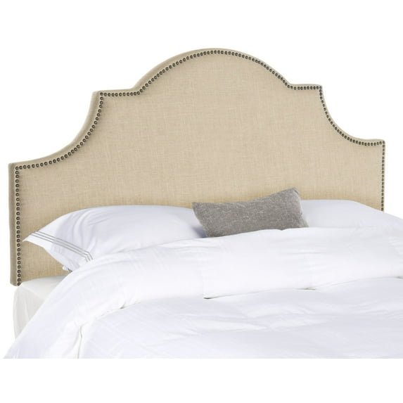SAFAVIEH Hallmar Classic Elegant Upholstered Headboard, King, Hemp/Brass Nails