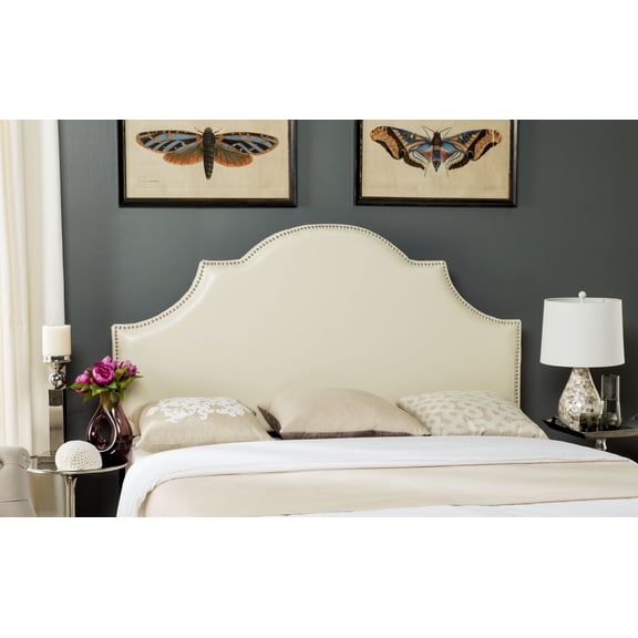 SAFAVIEH Hallmar Classic Elegant Upholstered Headboard, King, White Leather