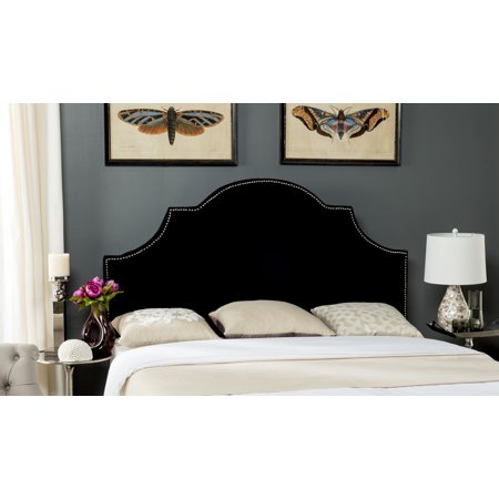 SAFAVIEH Hallmar Classic Elegant Upholstered Headboard, Queen, Black Velvet
