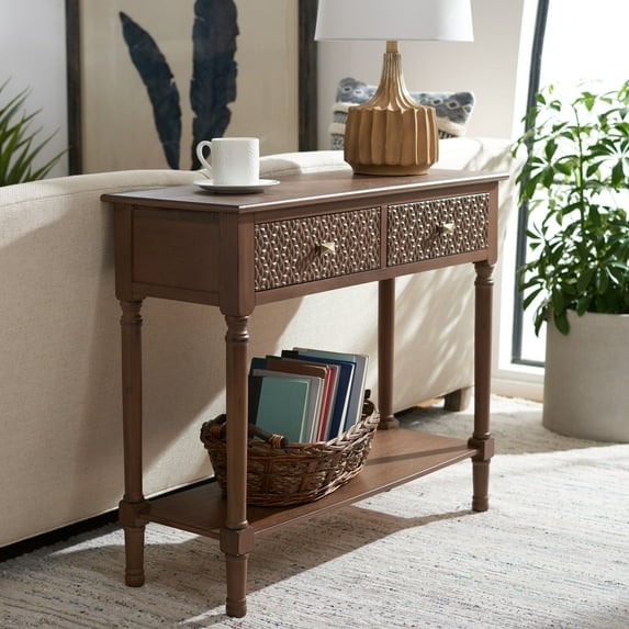 SAFAVIEH Halton 2-Drawer Console Table Brown