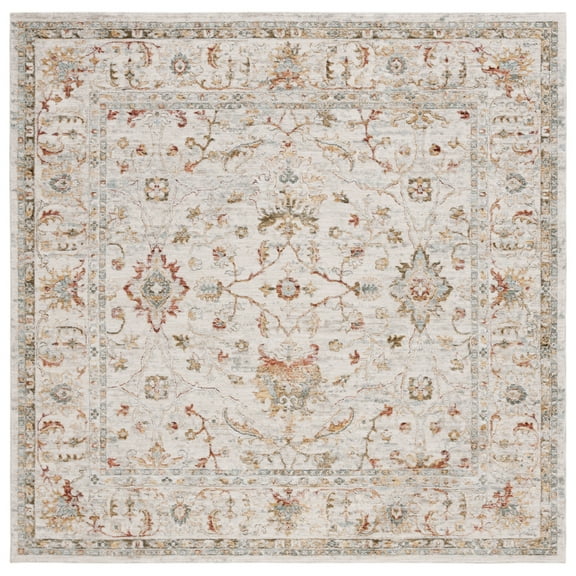 SAFAVIEH Hamilton Arielle Oriental Polyester Area Rug, Ivory/Rust, 6'7" x 6'7" Square