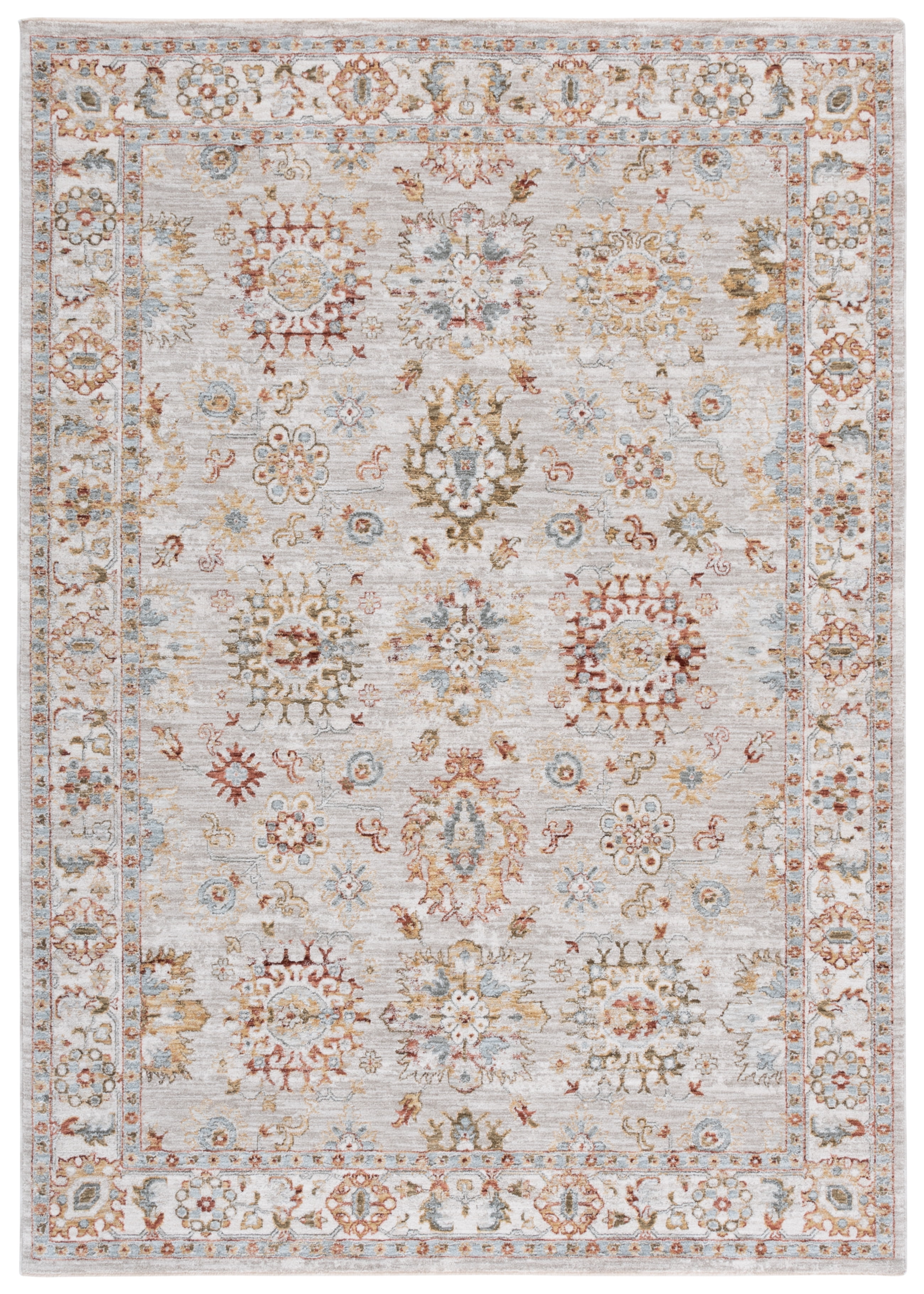 Hamilton 4' x 6' Grey and Rust Synthetic Rectangular Area Rug