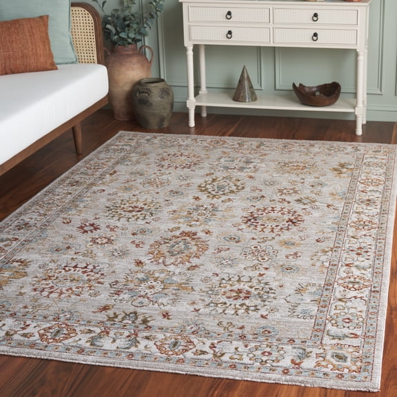Safavieh Hamilton Denny Oriental Polyester Area Rug, Gray/Rust, 5'3" x 7'6"