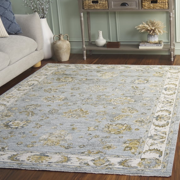 Safavieh Hamilton Finnian Oriental Polyester Area Rug, Blue/Gold, 4' x 6'
