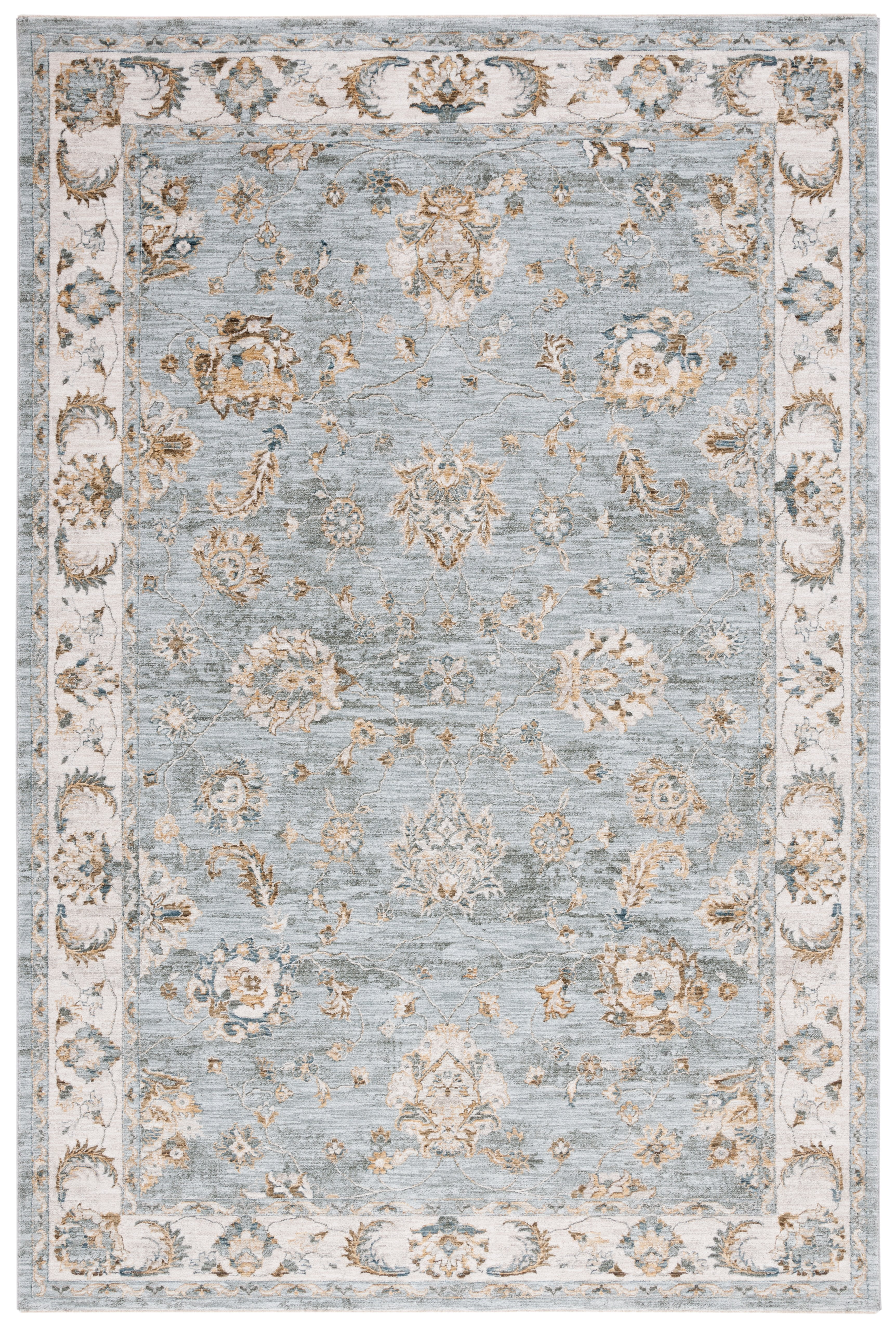 Hamilton Blue and Gold Wool Synthetic Rectangular Area Rug