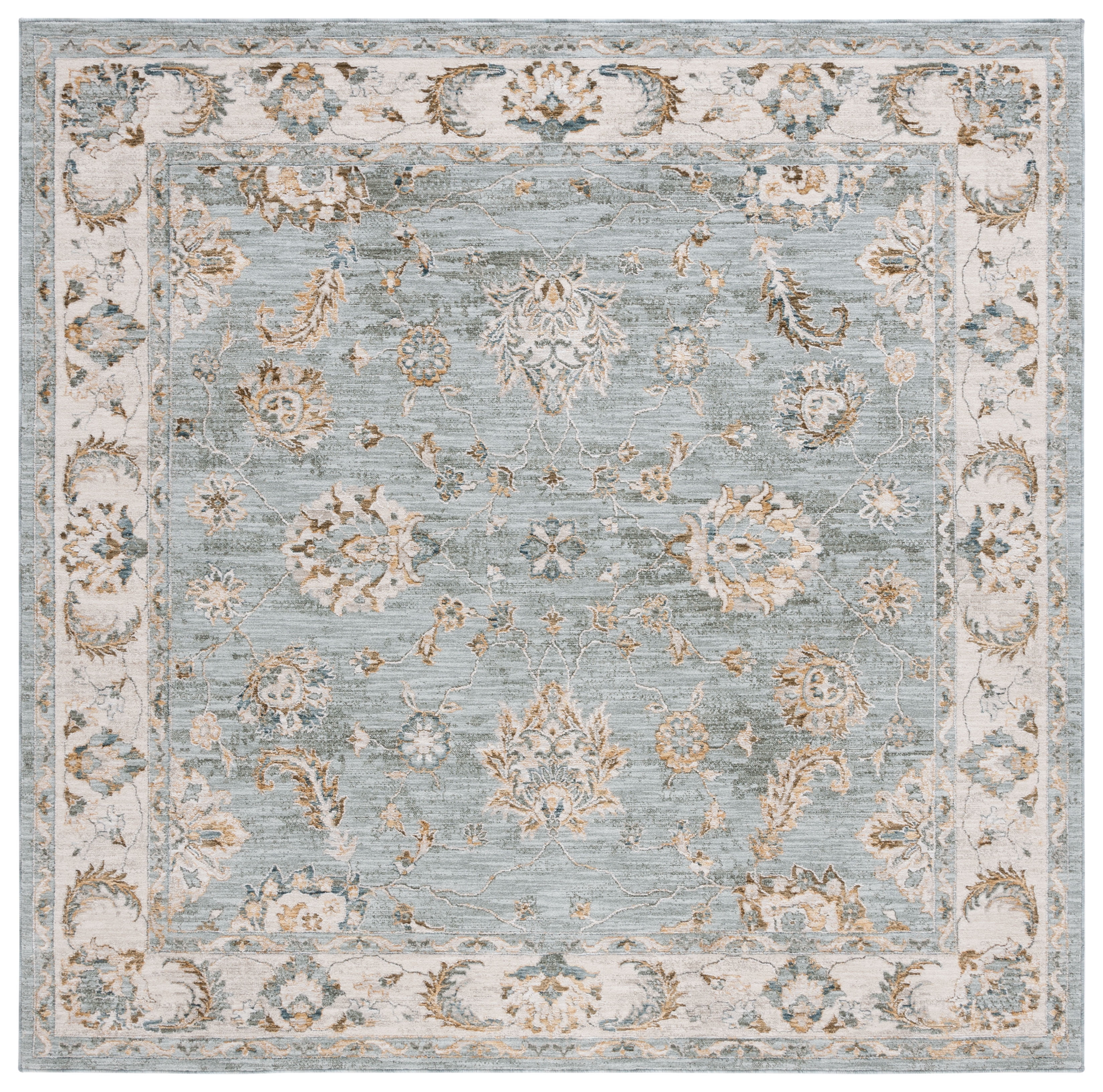 Hamilton Classic Persian-Inspired Blue 79" Hand-Knotted Wool Square Rug