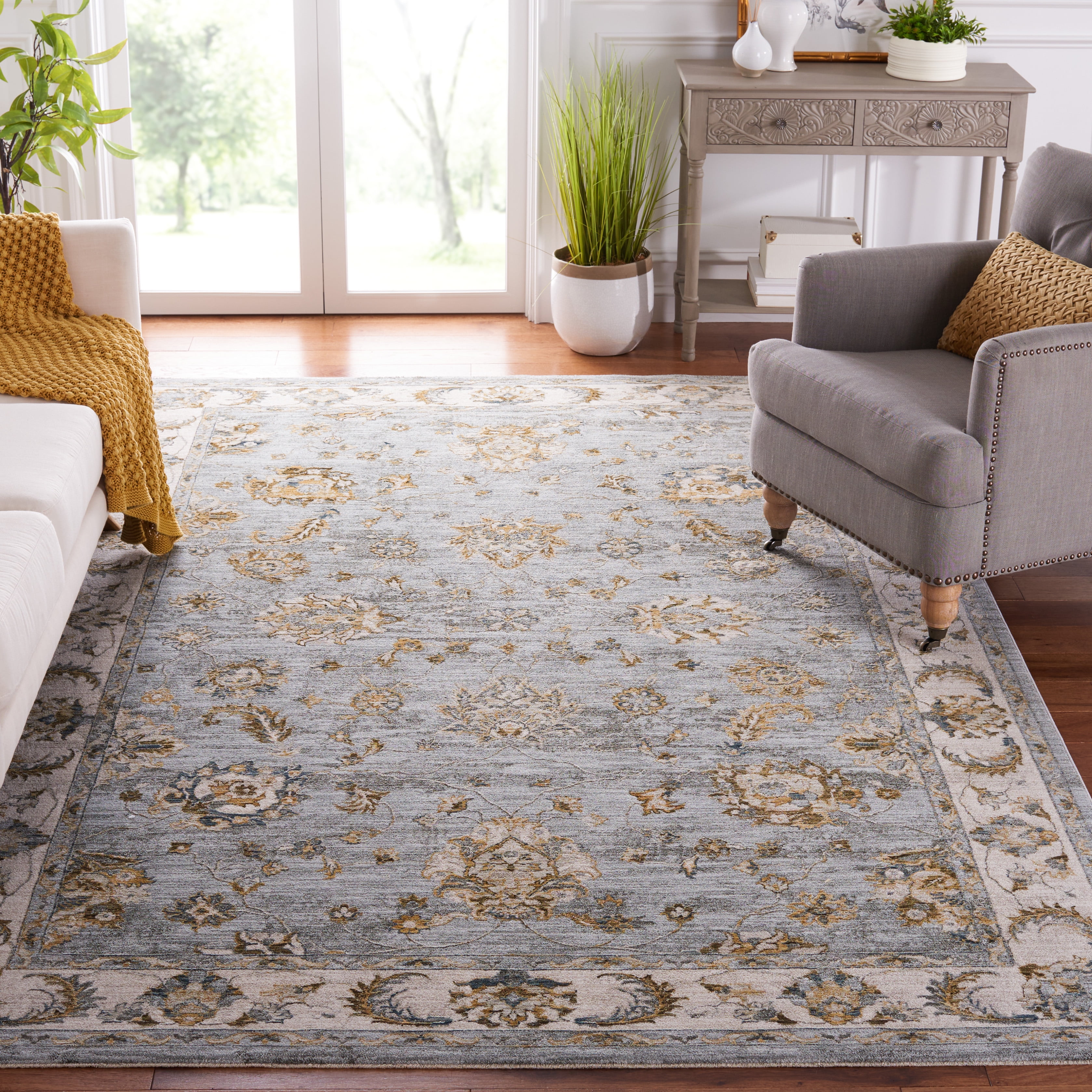 Polyester Rug Side View Safavieh Hamilton Finnian Oriental Polyester Area Rug, Blue/Gold, 6'7 ...