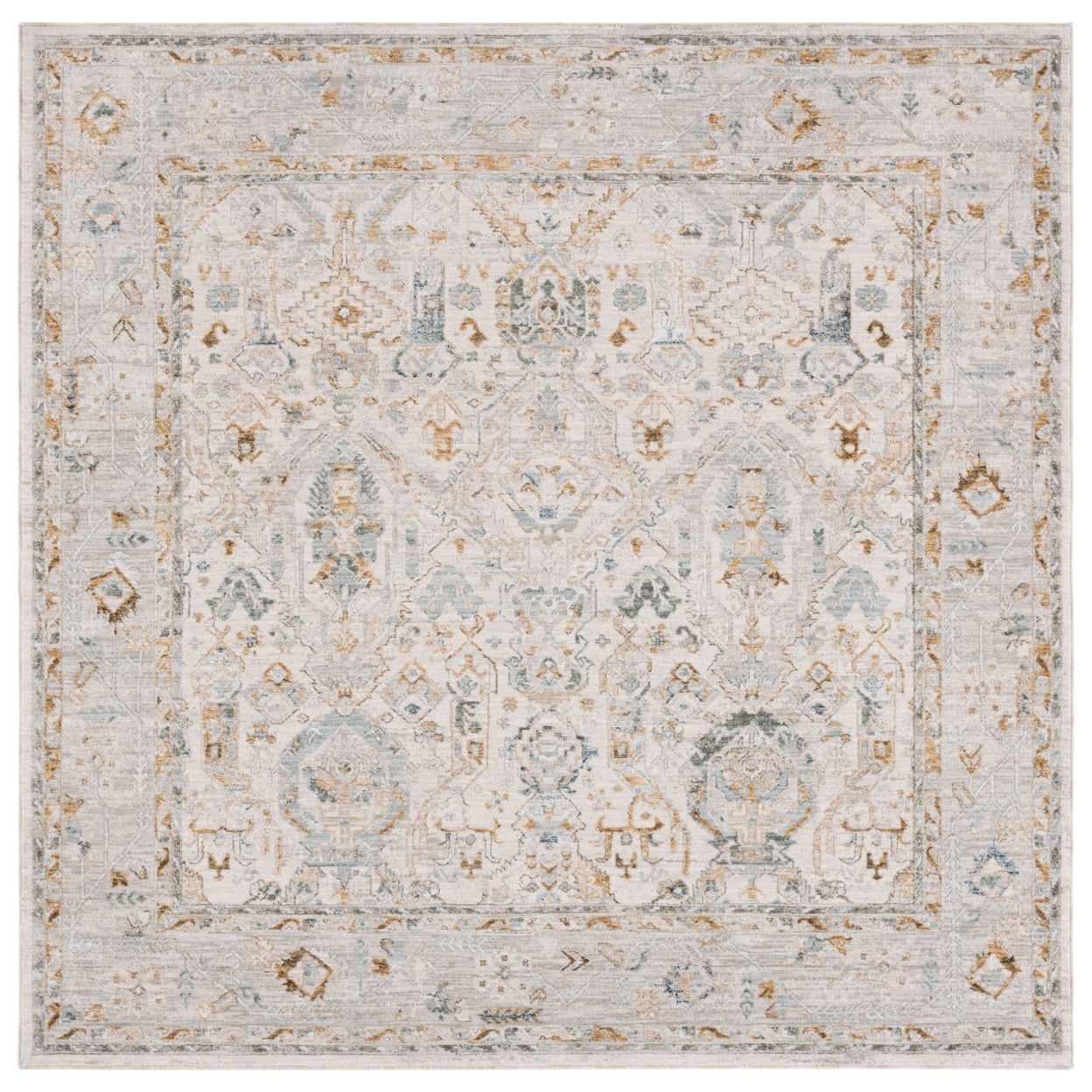 Hamilton Square Gray Medallion Hand-Knotted Wool Blend Area Rug - 6'7" x 6'7"