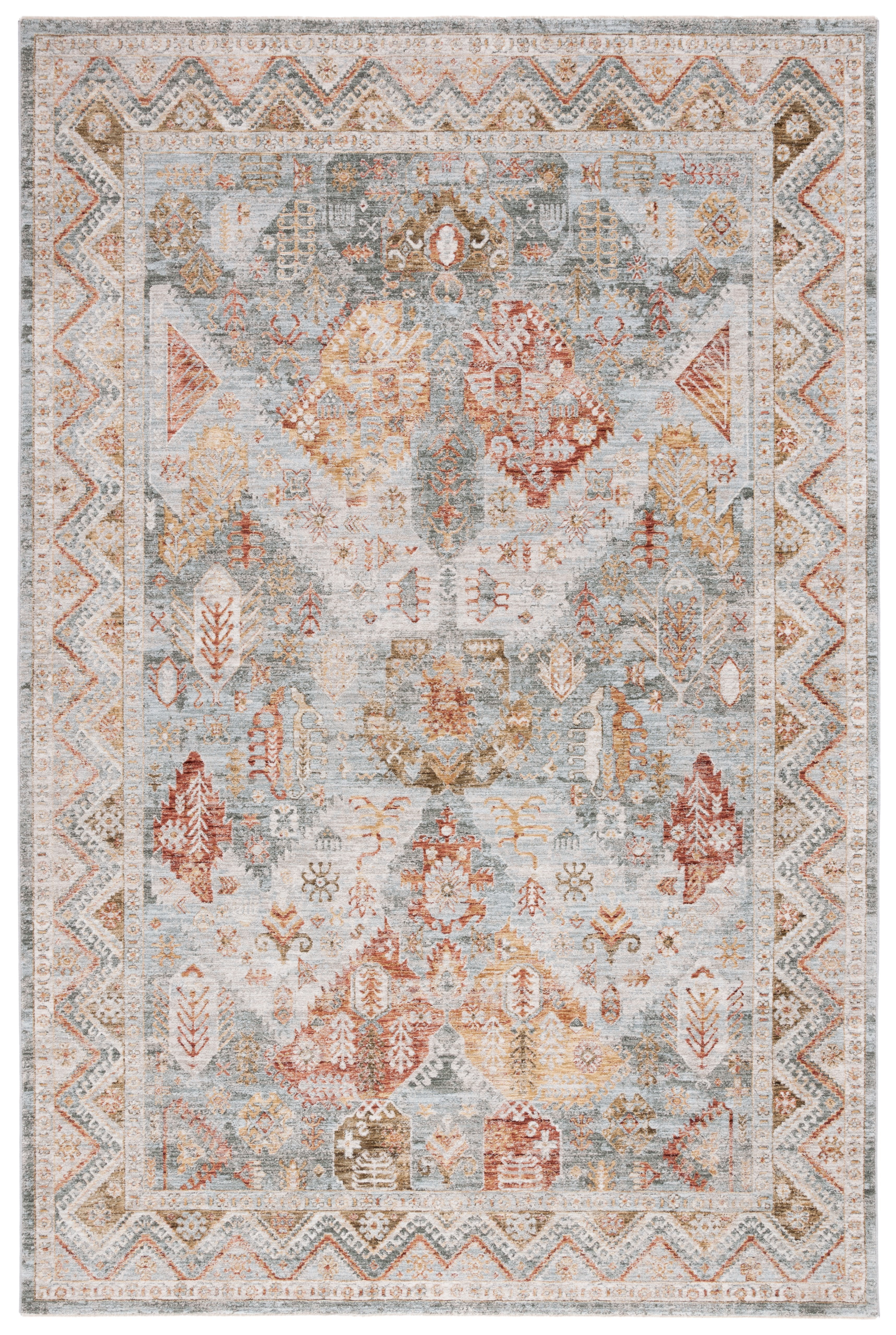 Hamilton Blue and Gold Rectangular Wool Area Rug