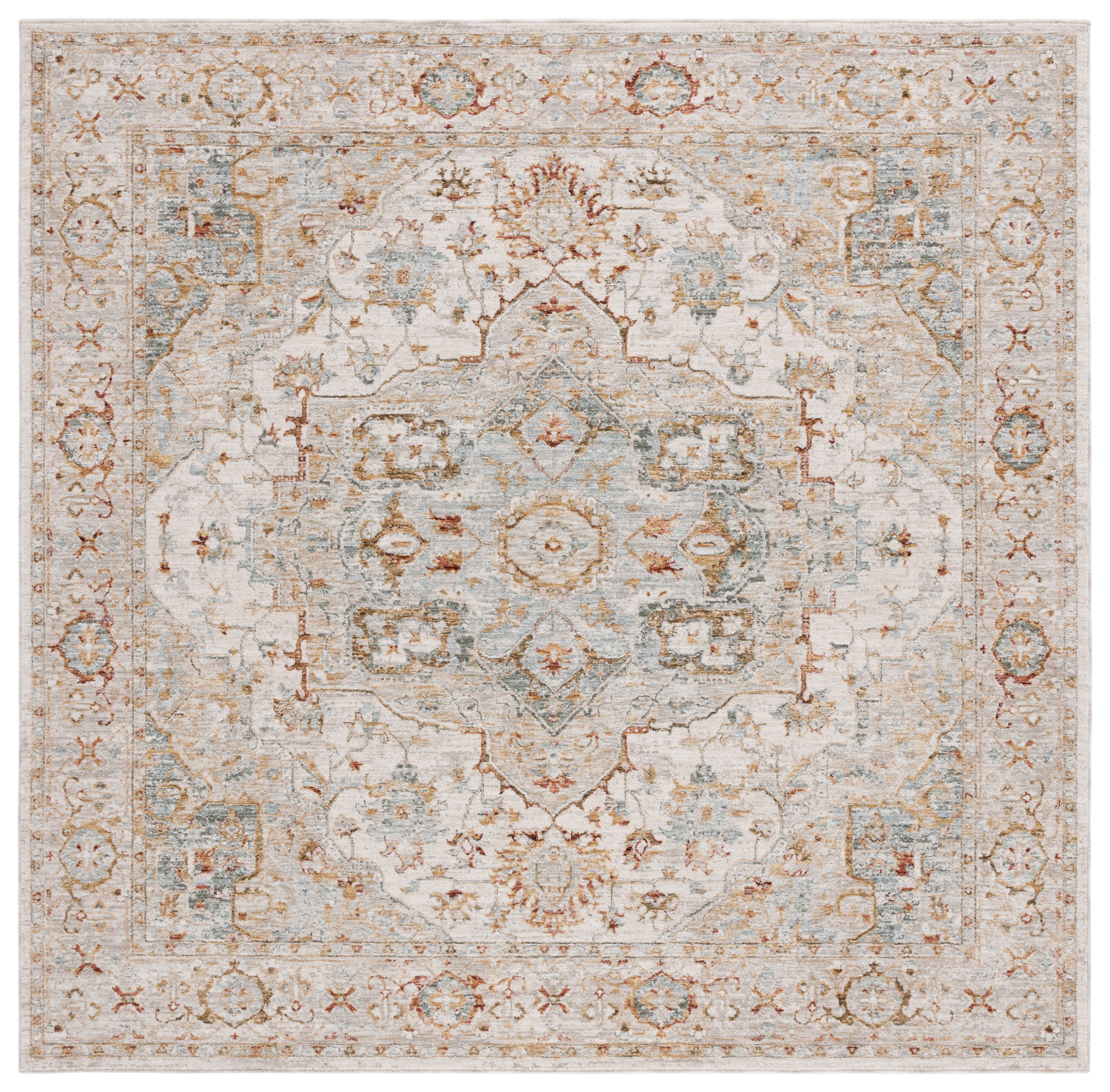 Hamilton Ivory and Blue Square Wool Area Rug