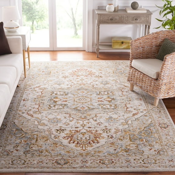 Safavieh Hamilton Olivia Oriental Polyester Area Rug, Ivory/Blue, 6'7" x 6'7" Square