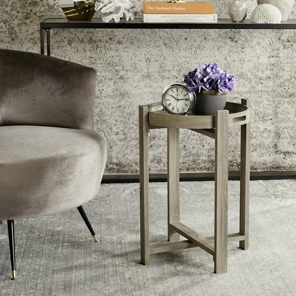 SAFAVIEH Hamish Retro Mid-Century Tray Top Side Table Light Grey