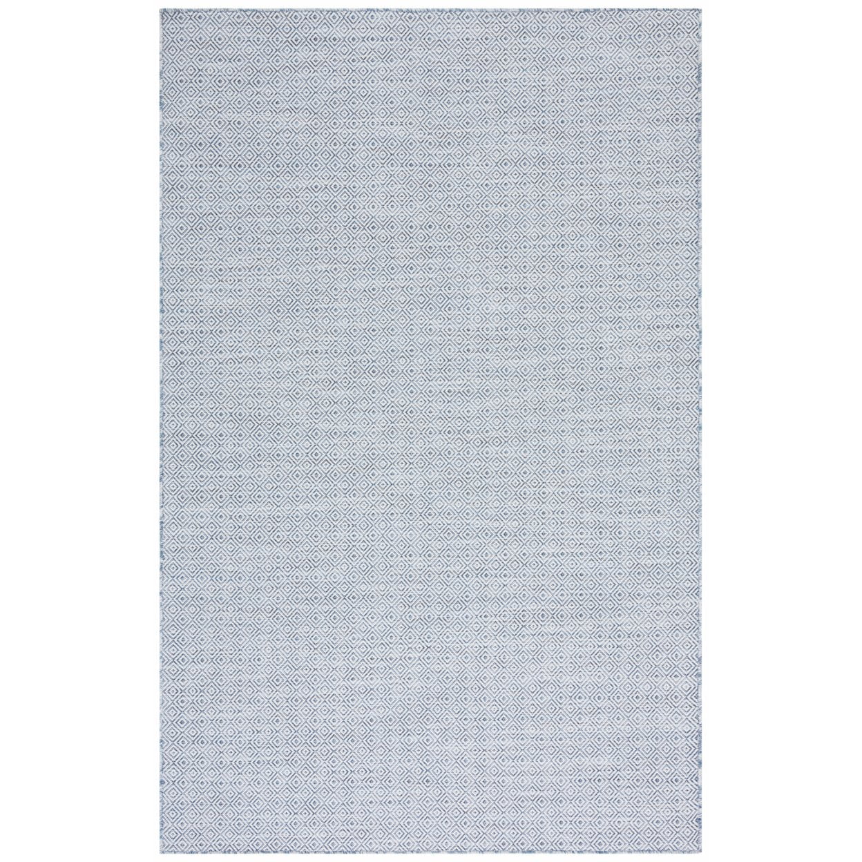Navy and Ivory Hand-Knotted Wool Blend 8' x 10' Easy-Care Rug