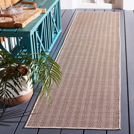Safavieh Hampton Ali Diamond Indoor/Outdoor Runner Rug, Brown, 2' x 9'