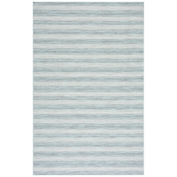 SAFAVIEH Hampton Duana Striped Indoor/Outdoor Area Rug, Aqua/Ivory, 5'1" x 7'6"