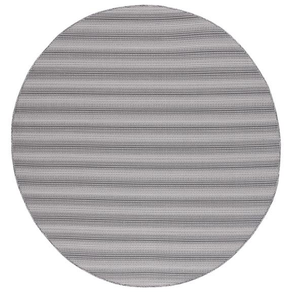 SAFAVIEH Hampton Duana Striped Indoor/Outdoor Area Rug, Black/Grey, 6'5" x 6'5" Round