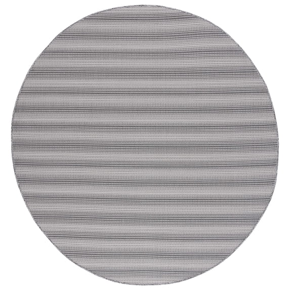 SAFAVIEH Hampton Duana Striped Indoor/Outdoor Area Rug, Black/Grey, 6'5" x 6'5" Round