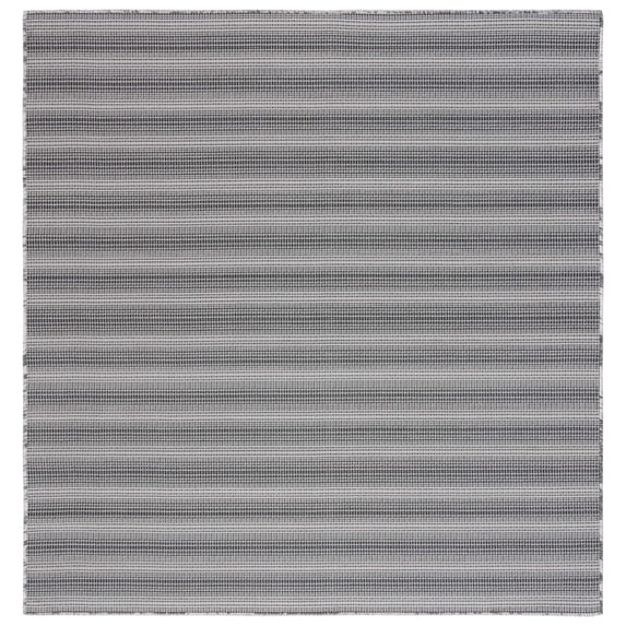 SAFAVIEH Hampton Duana Striped Indoor/Outdoor Area Rug, Black/Grey, 6'5" x 6'5" Square