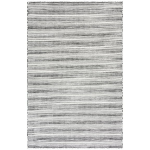 SAFAVIEH Hampton Duana Striped Indoor/Outdoor Area Rug, Black/Ivory, 4' x 6'