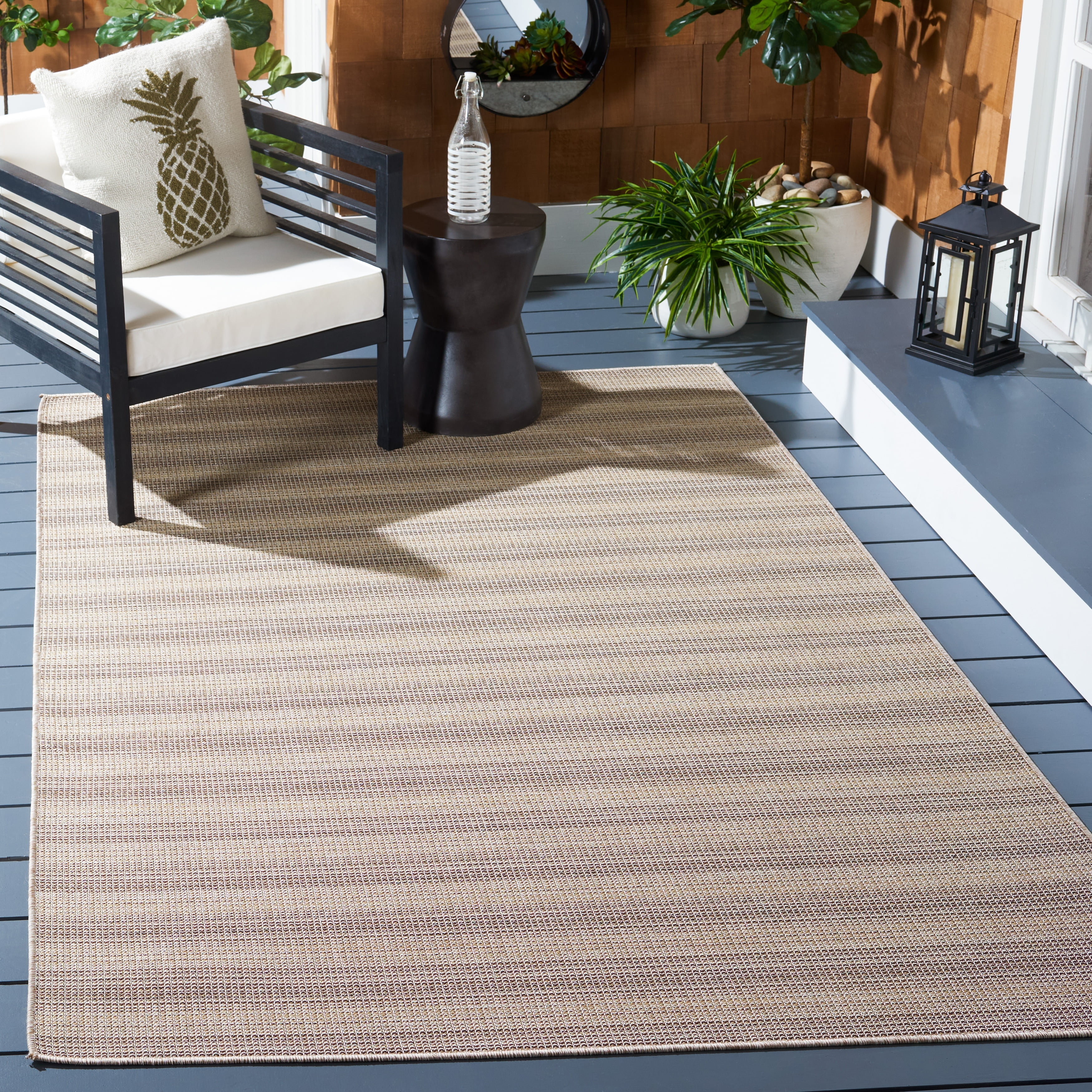 SAFAVIEH Hampton Duana Striped Indoor/Outdoor Area Rug, Brown/Multi, 8' x 10'