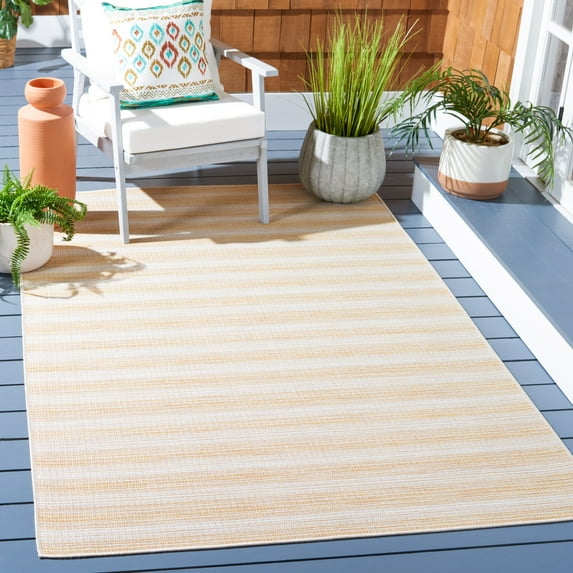 SAFAVIEH Hampton Duana Striped Indoor/Outdoor Area Rug, Yellow, 8' x 10'