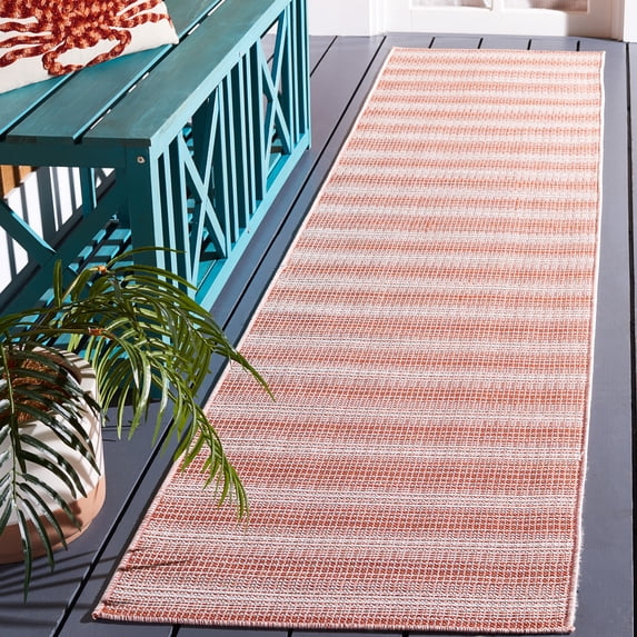 Safavieh Hampton Duana Striped Indoor/Outdoor Runner Rug, Terracotta, 2' x 9'
