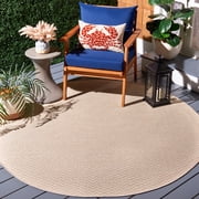Safavieh Hampton Guliana Zig-Zag Indoor/Outdoor Area Rug, Natural, 6'5" x 6'5" Round