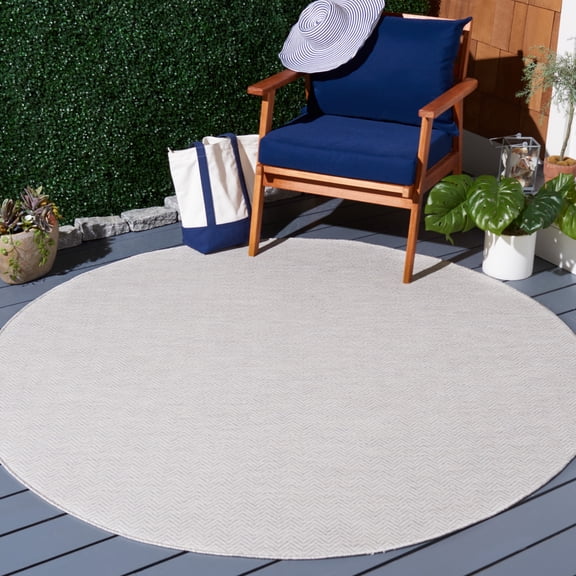 Safavieh Hampton Hoyt Zig-Zag Indoor/Outdoor Area Rug, Ivory/Multi, 3' x 3' Round