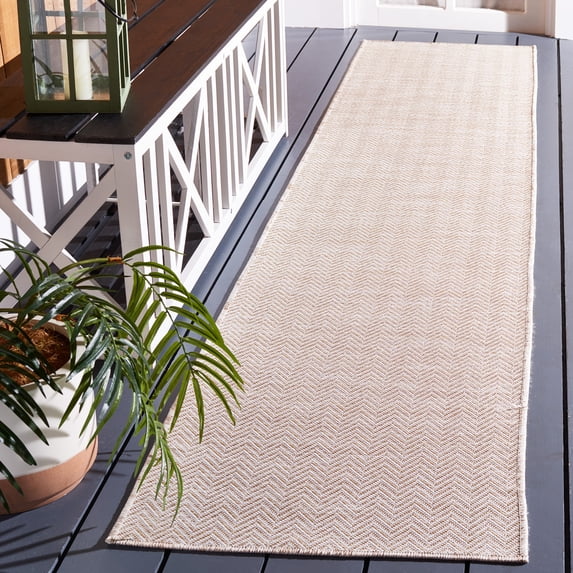 Safavieh Hampton Hoyt Zig-Zag Indoor/Outdoor Runner Rug, Beige/Ivory, 2' x 9'