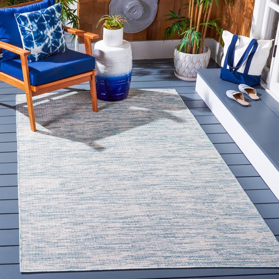SAFAVIEH Hampton Karaugh Abstract Indoor/Outdoor Area Rug, Aqua, 6'5" x 6'5" Square