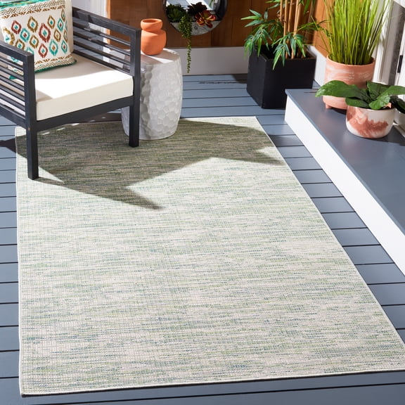 SAFAVIEH Hampton Karaugh Abstract Indoor/Outdoor Area Rug, Green, 6'5" x 6'5" Square