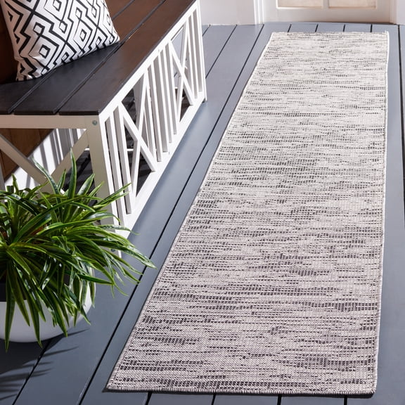 Safavieh Hampton Karaugh Abstract Indoor/Outdoor Runner Rug, Black/Beige, 2' x 9'