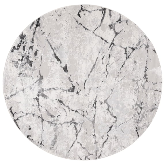 SAFAVIEH Hanna Brooke Abstract Area Rug, Grey/Ivory Dark Grey, 6'7" x 6'7" Round