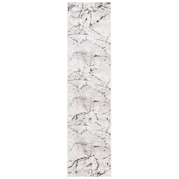 SAFAVIEH Hanna Brooke Abstract Runner Rug, Grey/Ivory Dark Grey, 2' x 8'