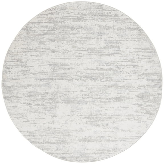 SAFAVIEH Hanna Cleto Striped Area Rug, Ivory/Light Grey, 6'7" x 6'7" Round