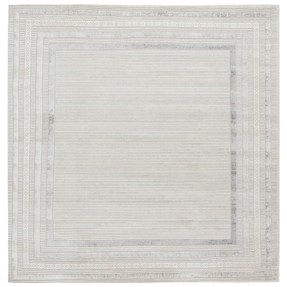 SAFAVIEH Hanna Daquan Bordered Area Rug, Ivory/Grey, 6'7" x 6'7" Square