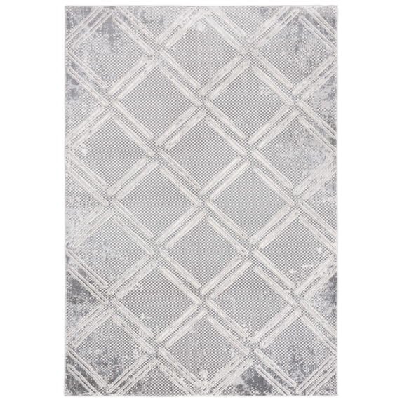 SAFAVIEH Hanna Grover Geometric Area Rug, Grey/Ivory, 4' x 6'