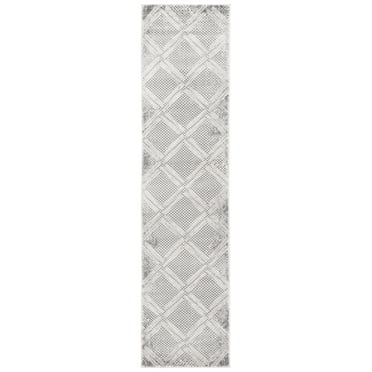 SAFAVIEH Hanna Grover Geometric Runner Rug, Grey/Ivory, 2' x 8'